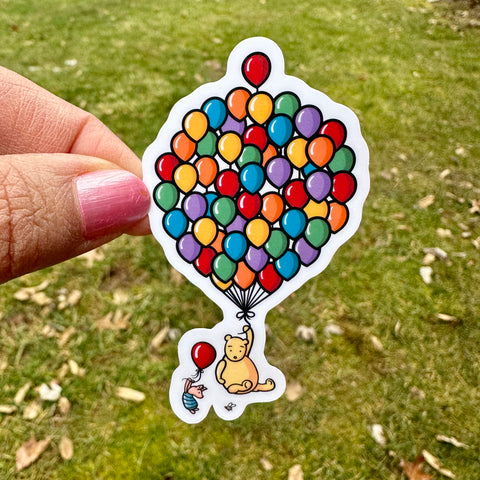 Pooh Piglet Balloons Sticker