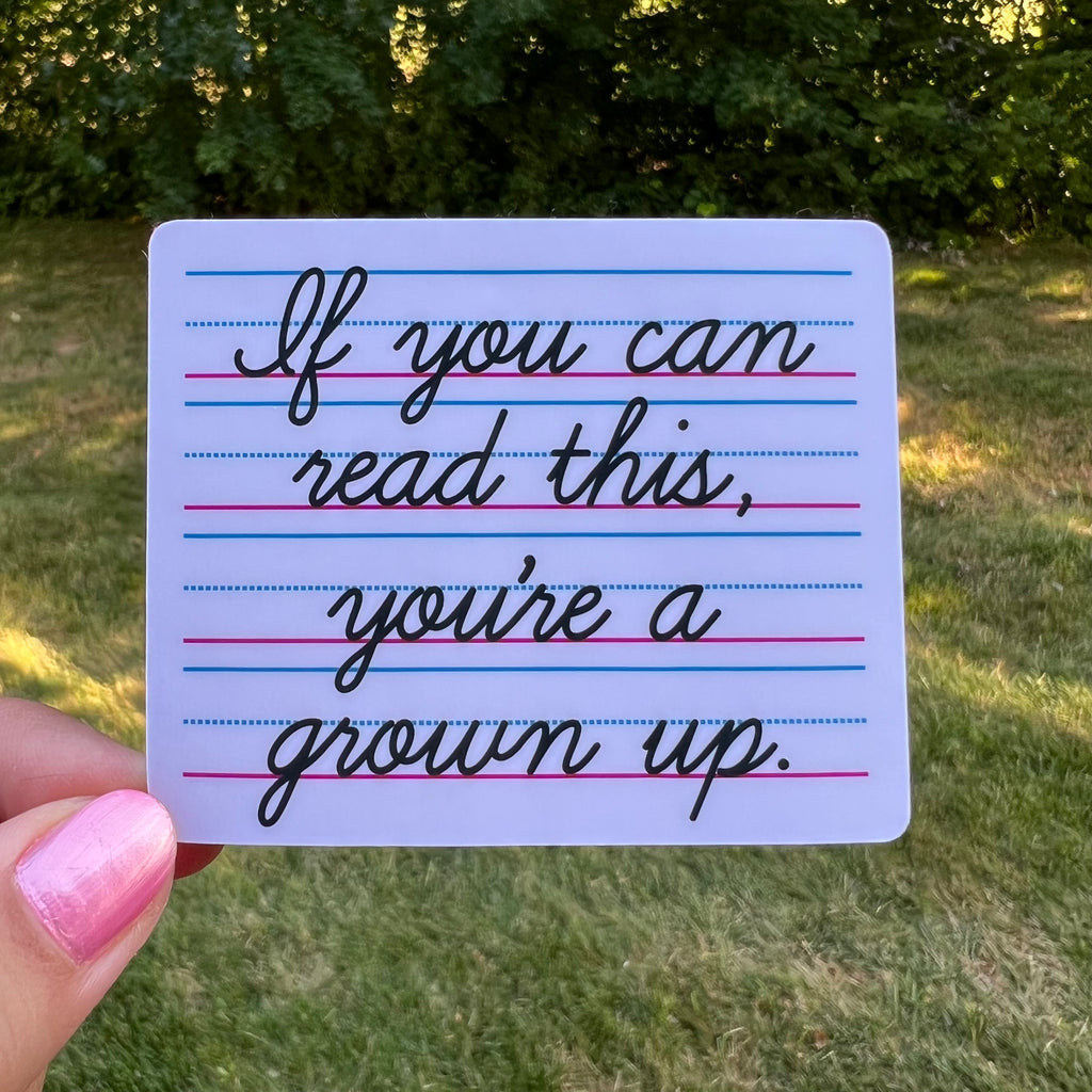 Adult Cursive Handwriting Sticker