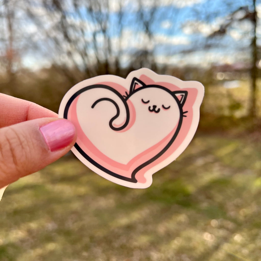 Valentine Heart Cat Sticker