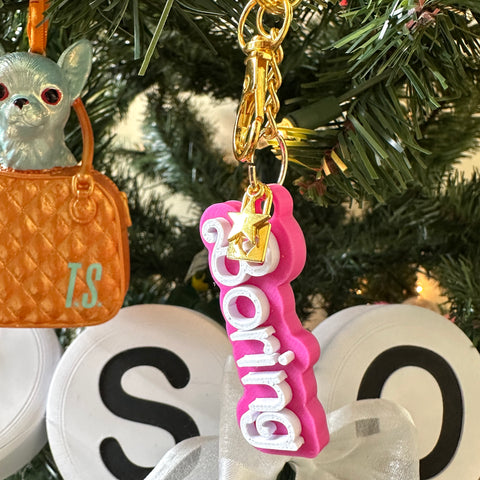 Boring Pink Ornament or Keychain Bag Charm