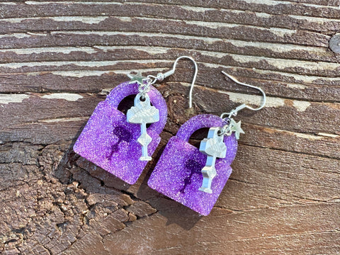 Lock Earrings with Charms