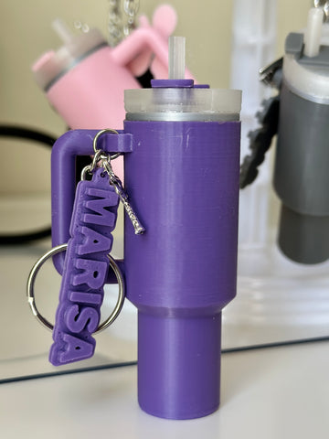 Personalized Name Water Bottle Keychain Lip Balm Holder with Charm