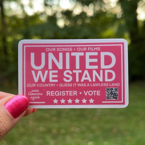 Pink United We Stand QR Vote Sticker