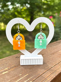 Lock Earrings with Charms