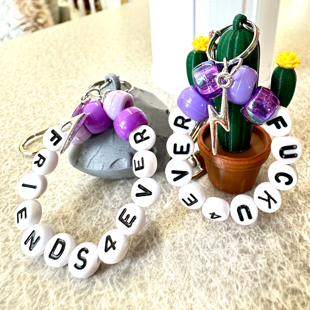 Opalite Rock and Cactus Friendship Bracelet Keychain Bag Charms