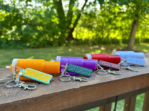 Glitter Music Album Water Bottle Keychain Lip Balm Holder