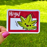 Hello Name Tag High Sticker