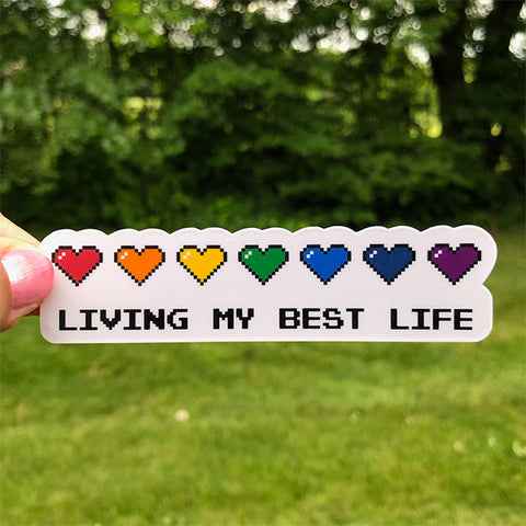 Living My Best Life Rainbow Hearts Sticker