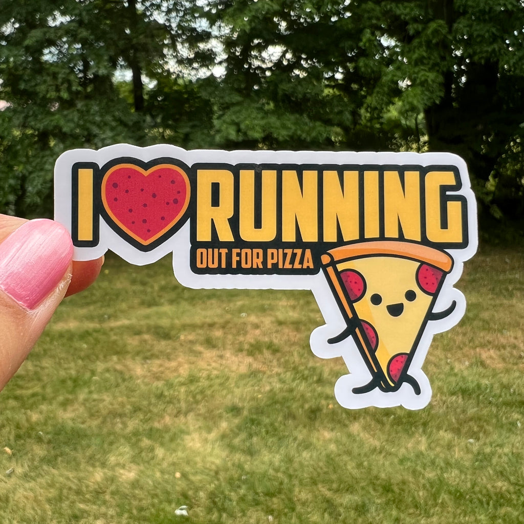 Funny Cute Pizza Running Exercise Sticker