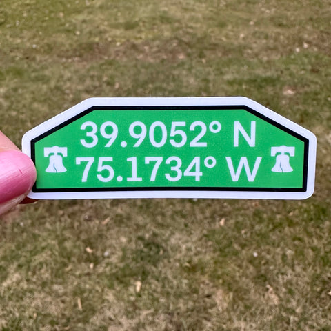 GPS Coordinates Broad Street Philadelphia Sticker