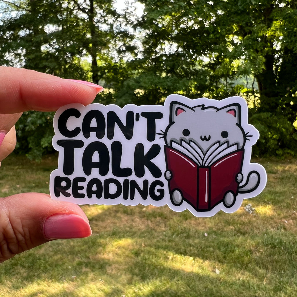 Can’t Talk Reading Cat Sticker