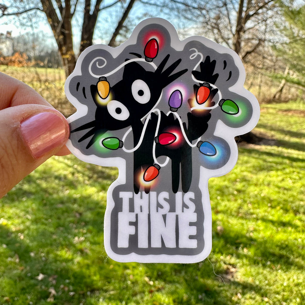 It’s Fine Christmas Lights Cat Sticker