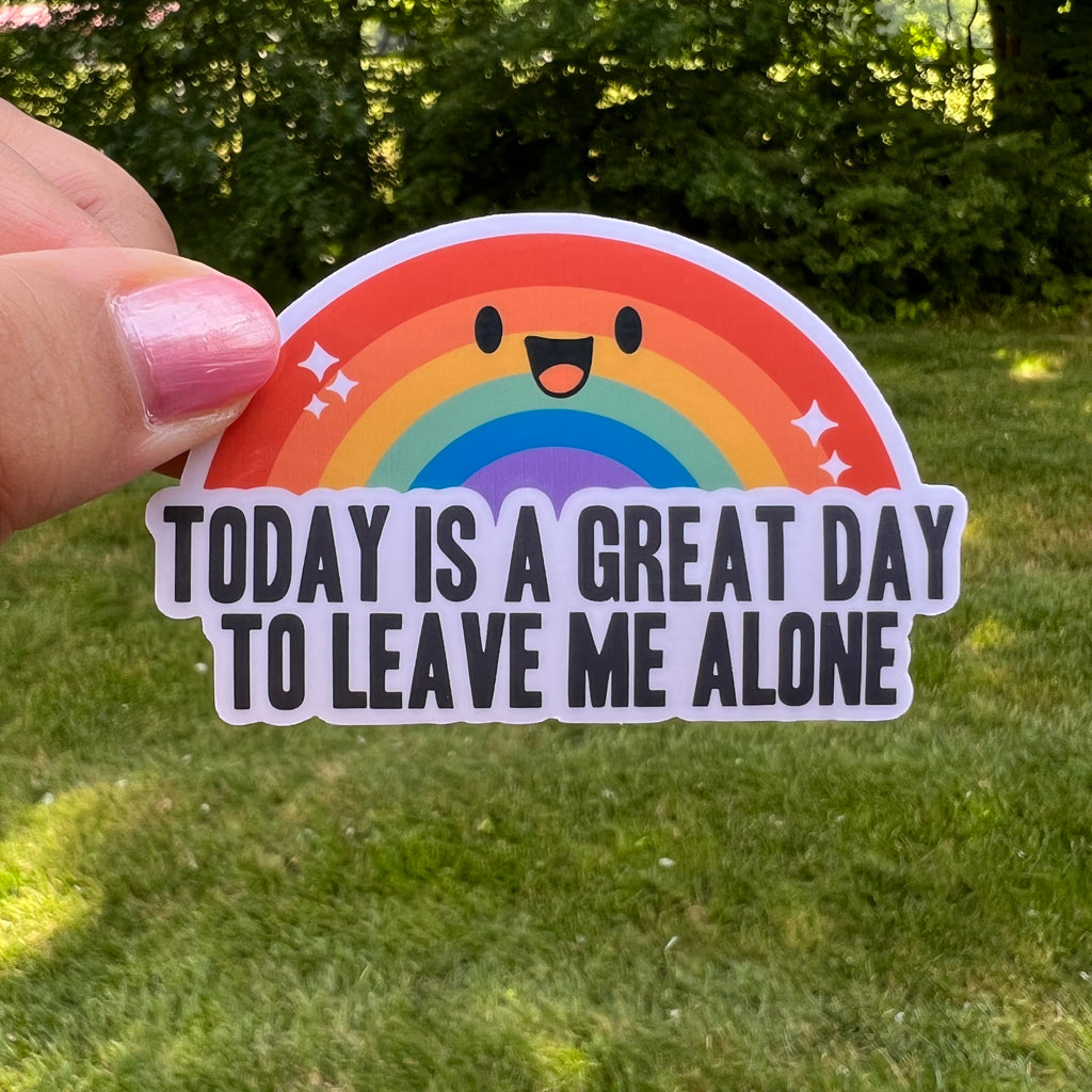 Leave Me Alone Rainbow Sticker