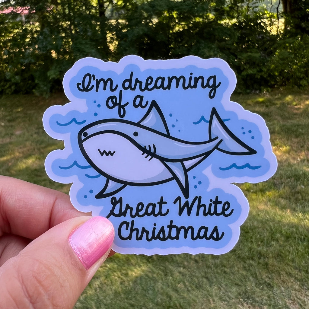 White Christmas Great White Shark Sticker