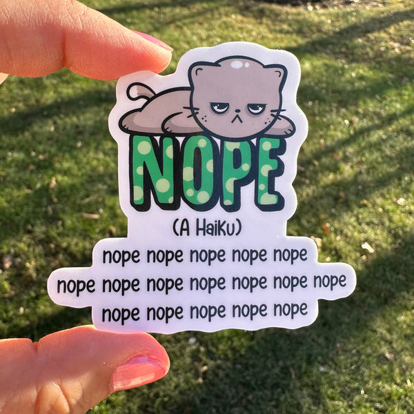 Nope Cat Haiku Poem Sticker – FishbiscuitDesigns