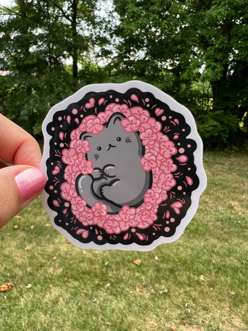 Cherry Blossom Cute Kawaii Cat Sticker