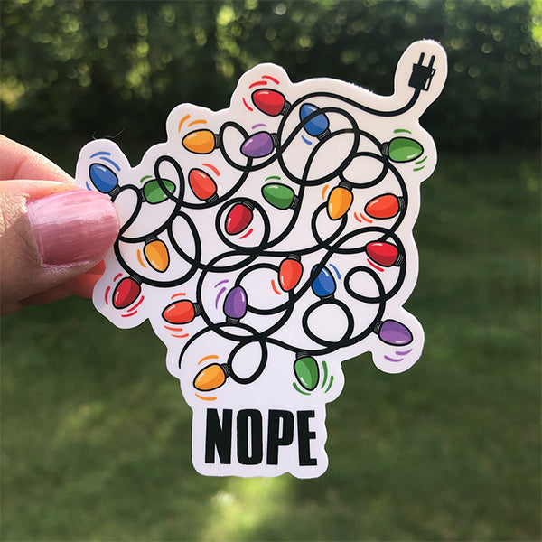 Nope Tangled Christmas Lights Sticker