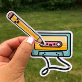 Old School Pencil Cassette Tape Stickers