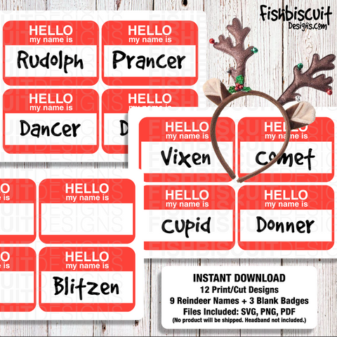 DIGITAL DOWNLOAD Reindeer Name Badge