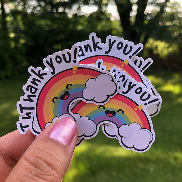 Kawaii Rainbow Mini Thank You Stickers  15 2-Inch Stickers Per Pack –  FishbiscuitDesigns