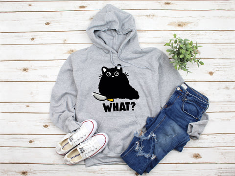 What Knife Cat Black Cat Hoodie Sweatshirt